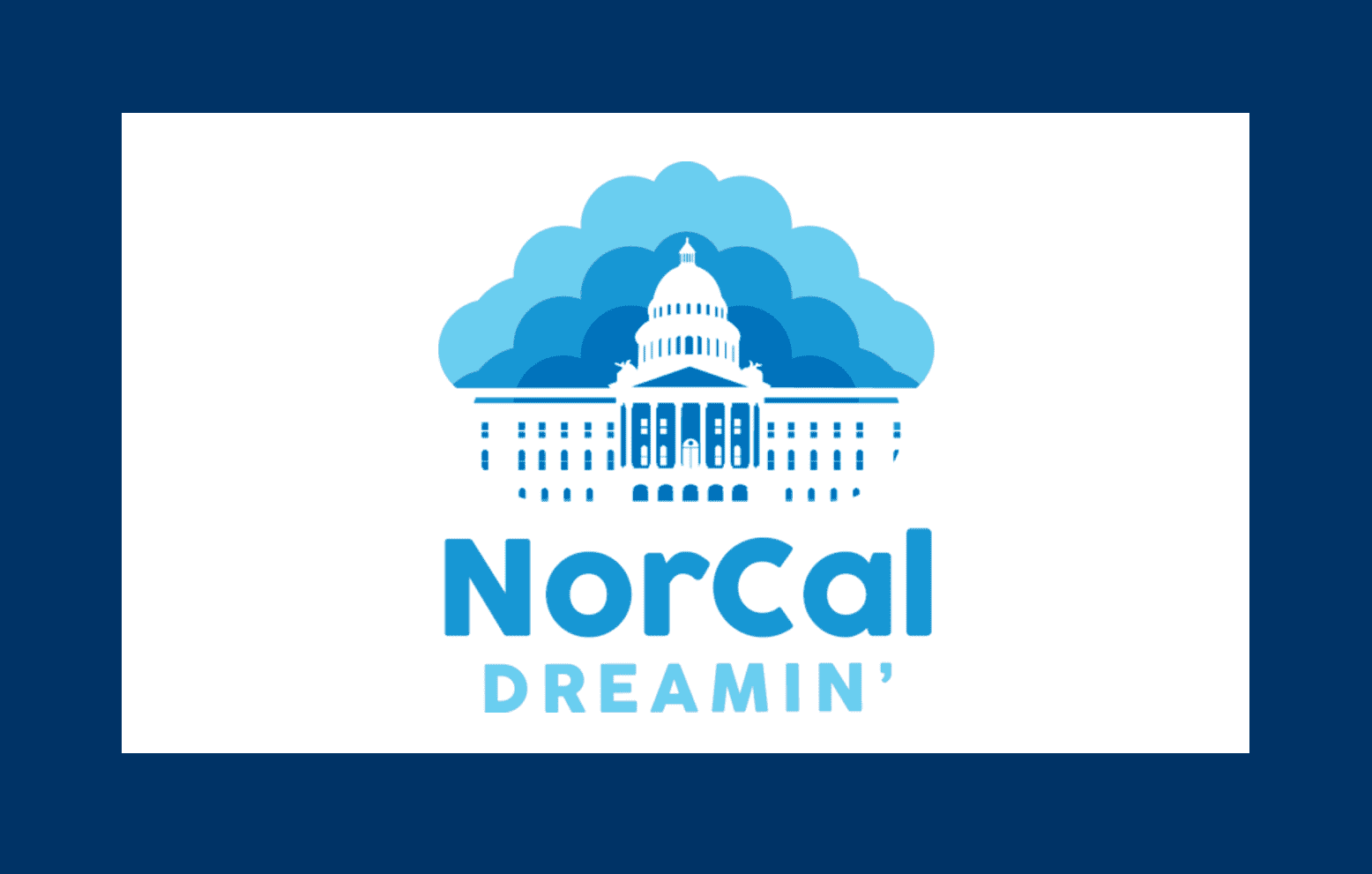 Image: NorCal Dreamin logo of clouds and Sacramento State Capitol Building