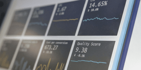 A screen showing data metrics.