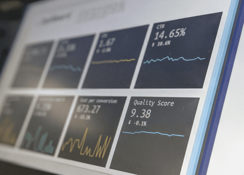 A screen showing data metrics.